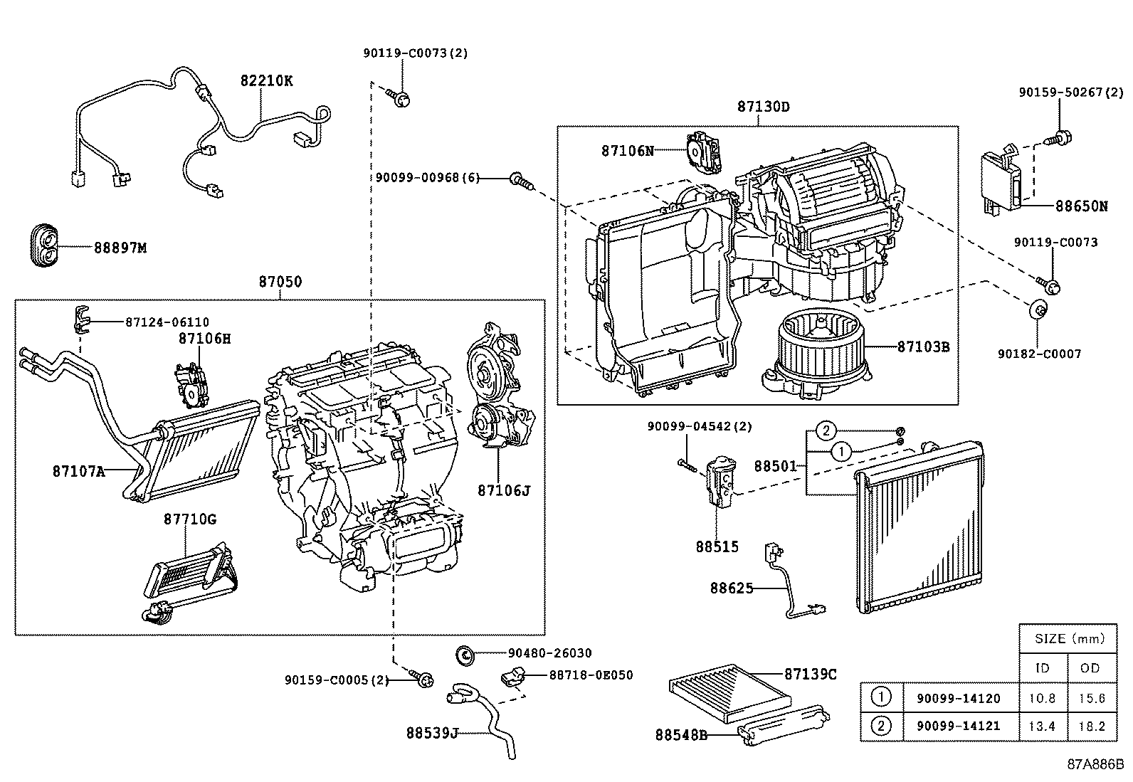 87103-0E030 MOTOR SUB-ASSY, BLOWER W/FAN(FOR REAR) product image