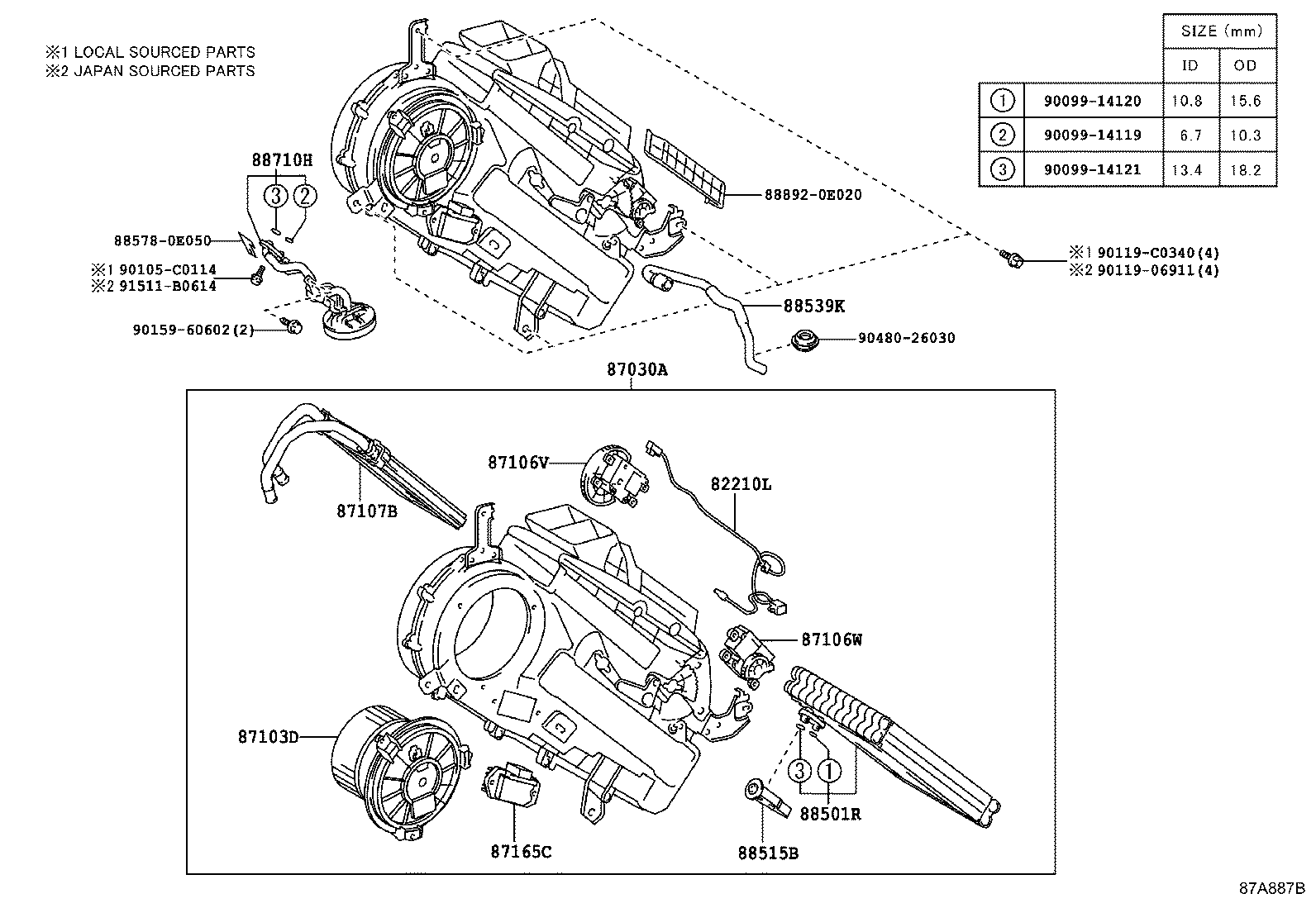 87103-0E030 MOTOR SUB-ASSY, BLOWER W/FAN(FOR REAR) product image