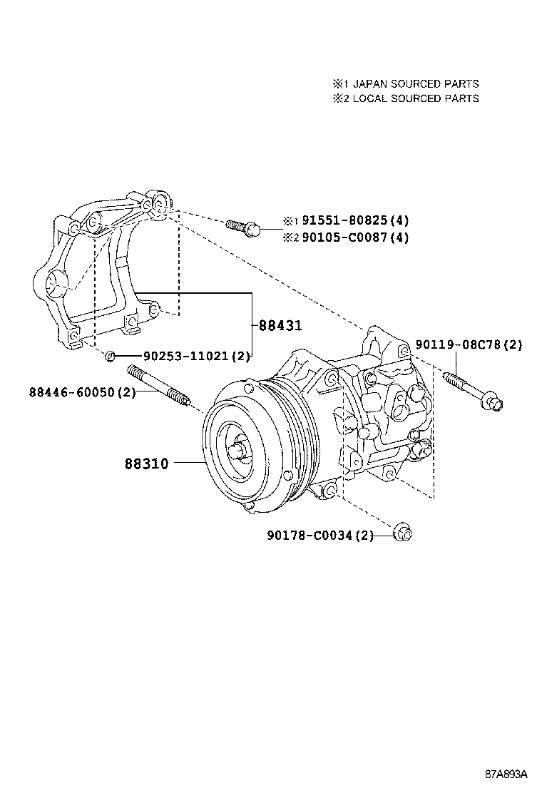 12502-0V050 BRACKET, COMPRESSOR MOUNTING, NO.1 product image
