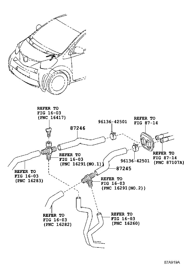 Toyota 87245-74091 HOSE, HEATER WATER, INLET