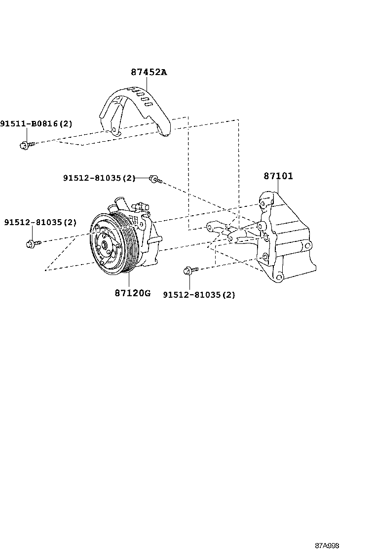 87101-60020 BRACKET SUB-ASSY, VISCOUS HEATER NO.1 product image