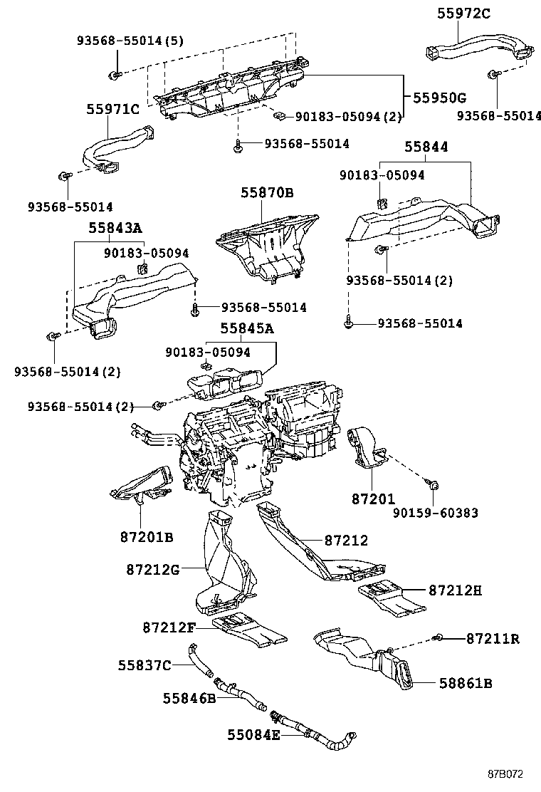 55831-60020 DUCT, HEATER TO REGISTER, NO.4 product image