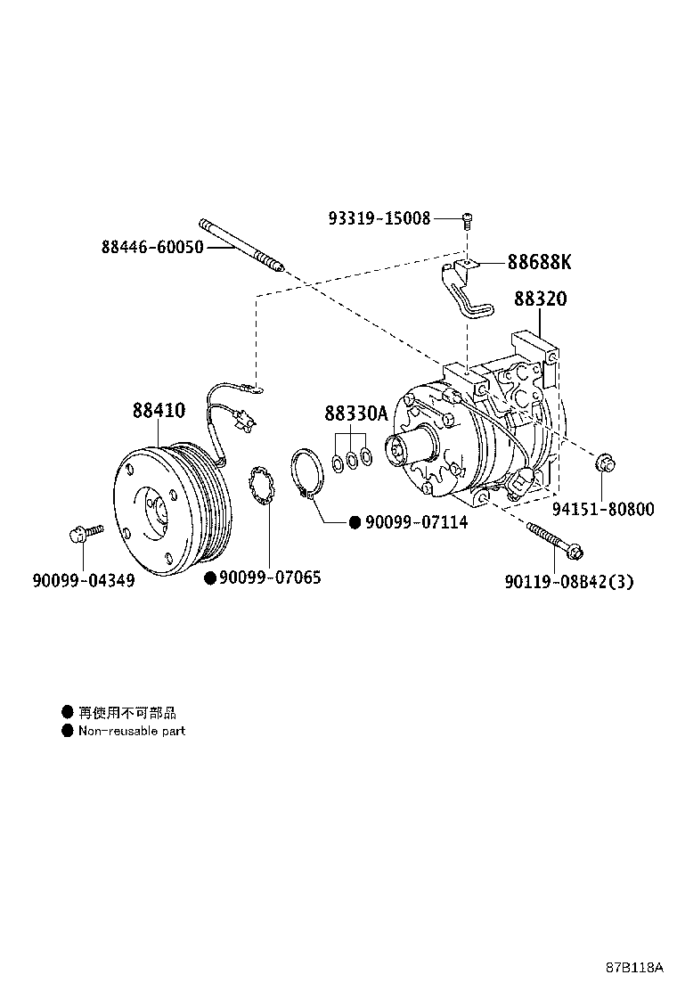 Toyota 88310-35A60 COMPRESSOR, W/MAGNET CLUTCH