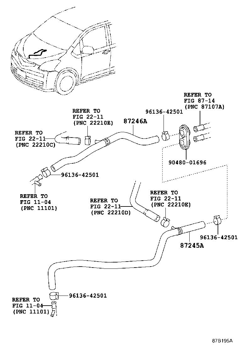 87209-52170 HOSE, HEATER WATER, INLET A product image