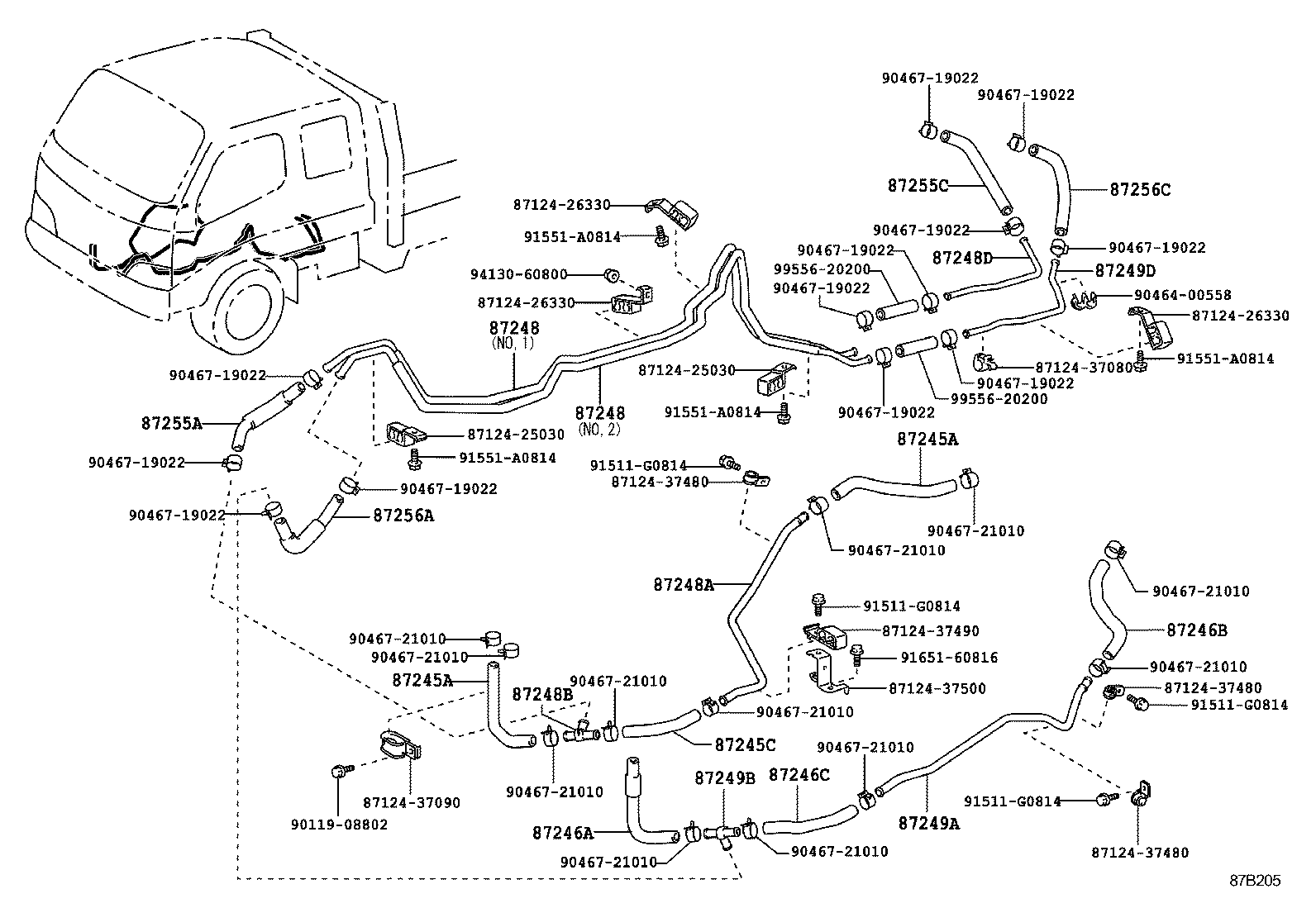 87246-37670 HOSE, HEATER WATER, OUTLET A product image