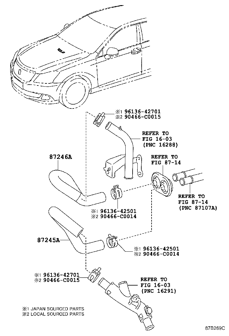 87245-0N040 HOSE, HEATER WATER, OUTLET A product image