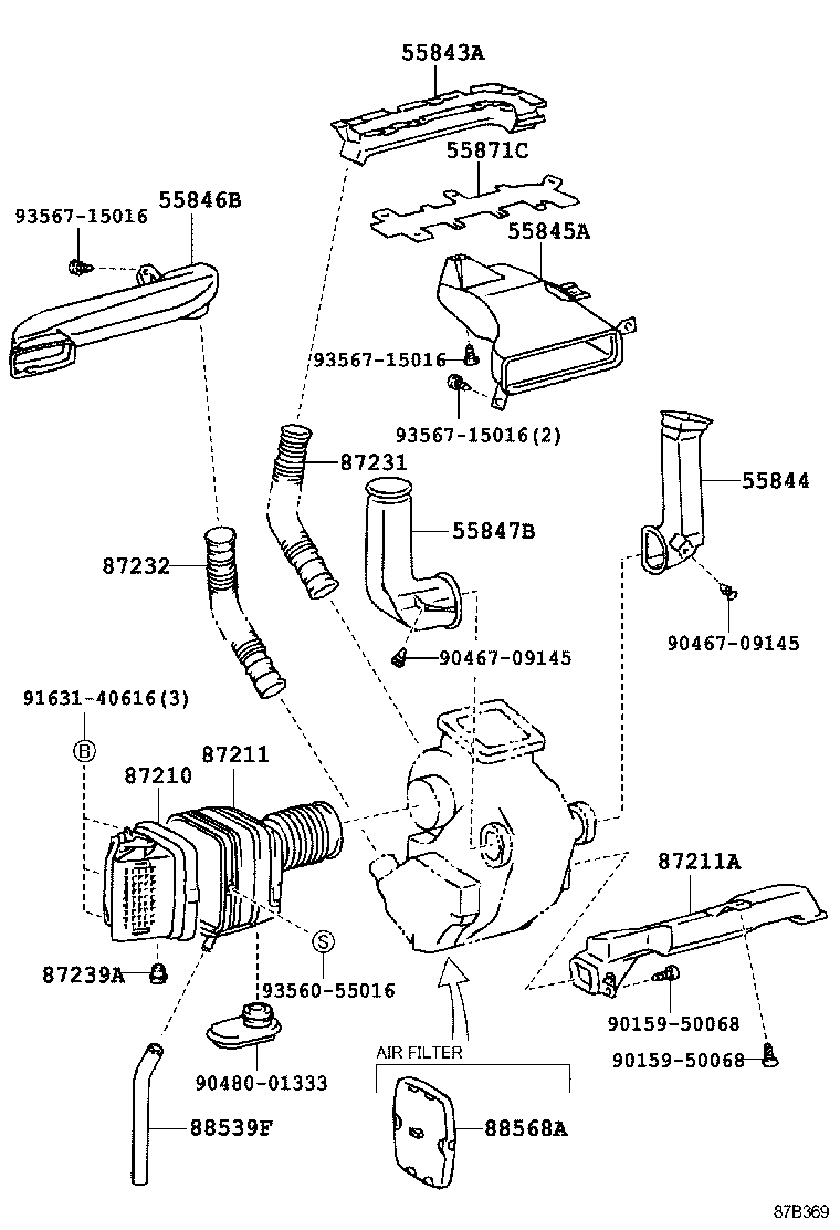 55847-27010 DUCT, HEATER TO REGISTER, NO.5 product image