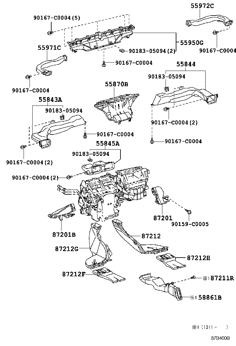 55844-0G030 DUCT, HEATER TO REGISTER, NO.2 product image