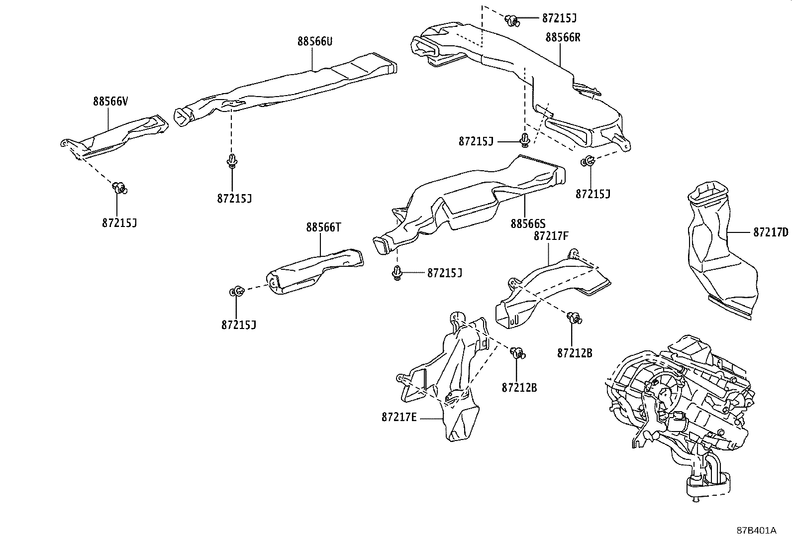 55844-0G030 DUCT, HEATER TO REGISTER, NO.2 product image