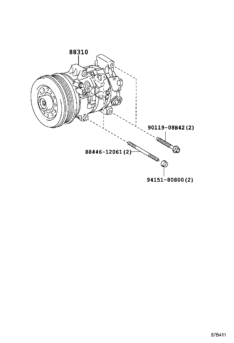 88310-02680 COMPRESSOR ASSY, W/PULLEY product image
