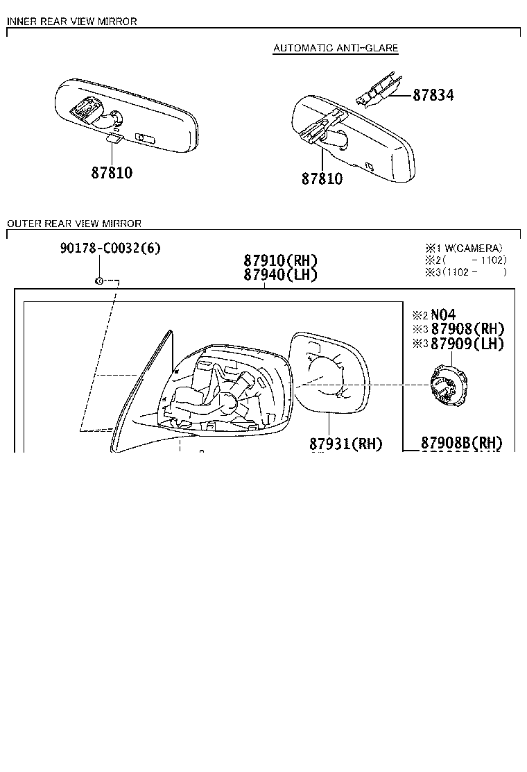 87810-0G070 MIRROR ASSY, INNER REAR VIEW product image