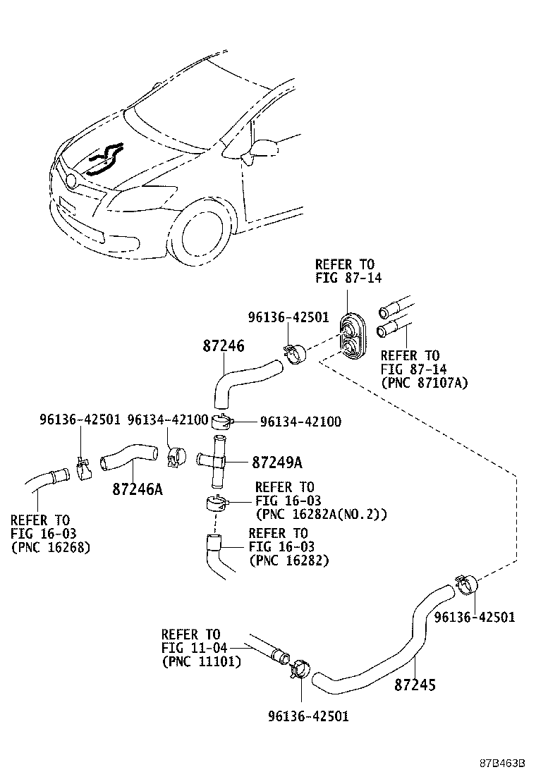 87248-02020 PIPE, HEATER WATER INLET, A product image