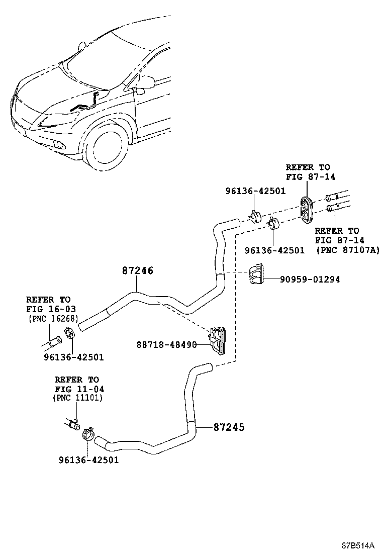 87245-48C40 HOSE, HEATER WATER, OUTLET A product image