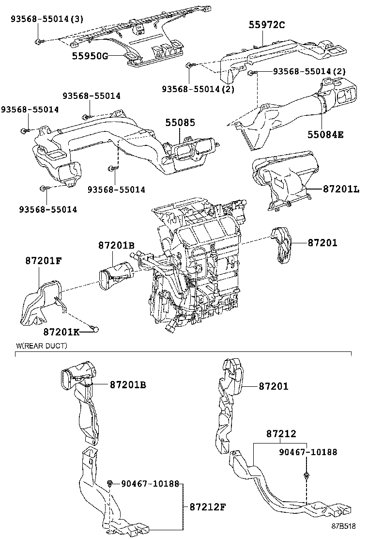 87201-74190 DUCT SUB-ASSY, AIR, NO.3 product image