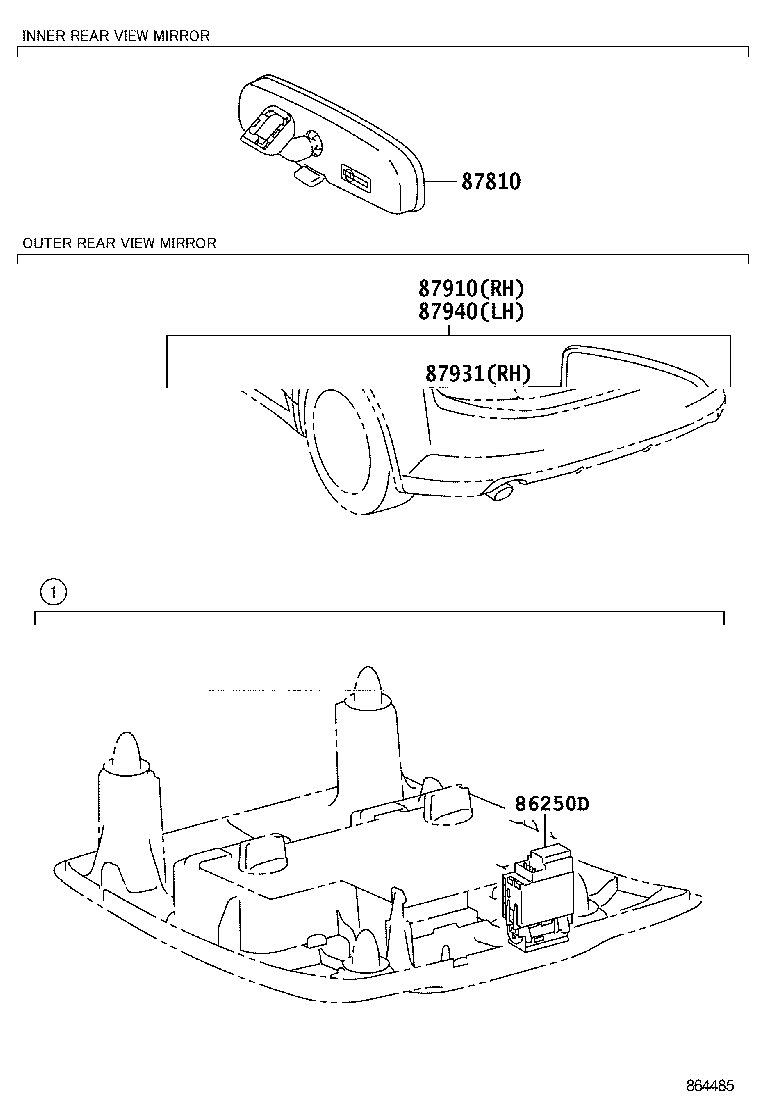87931-21220 OUTER MIRROR, RH product image