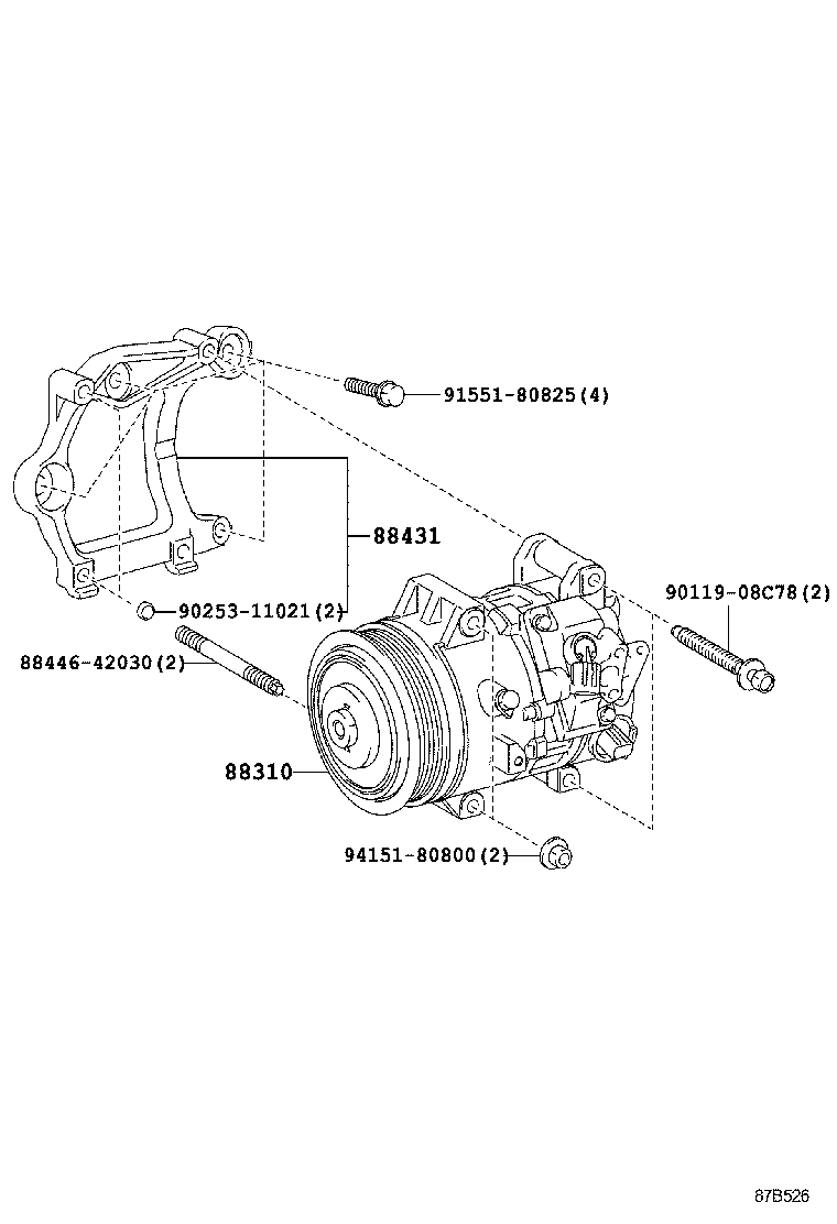 88310-21151 COMPRESSOR ASSY, W/PULLEY product image