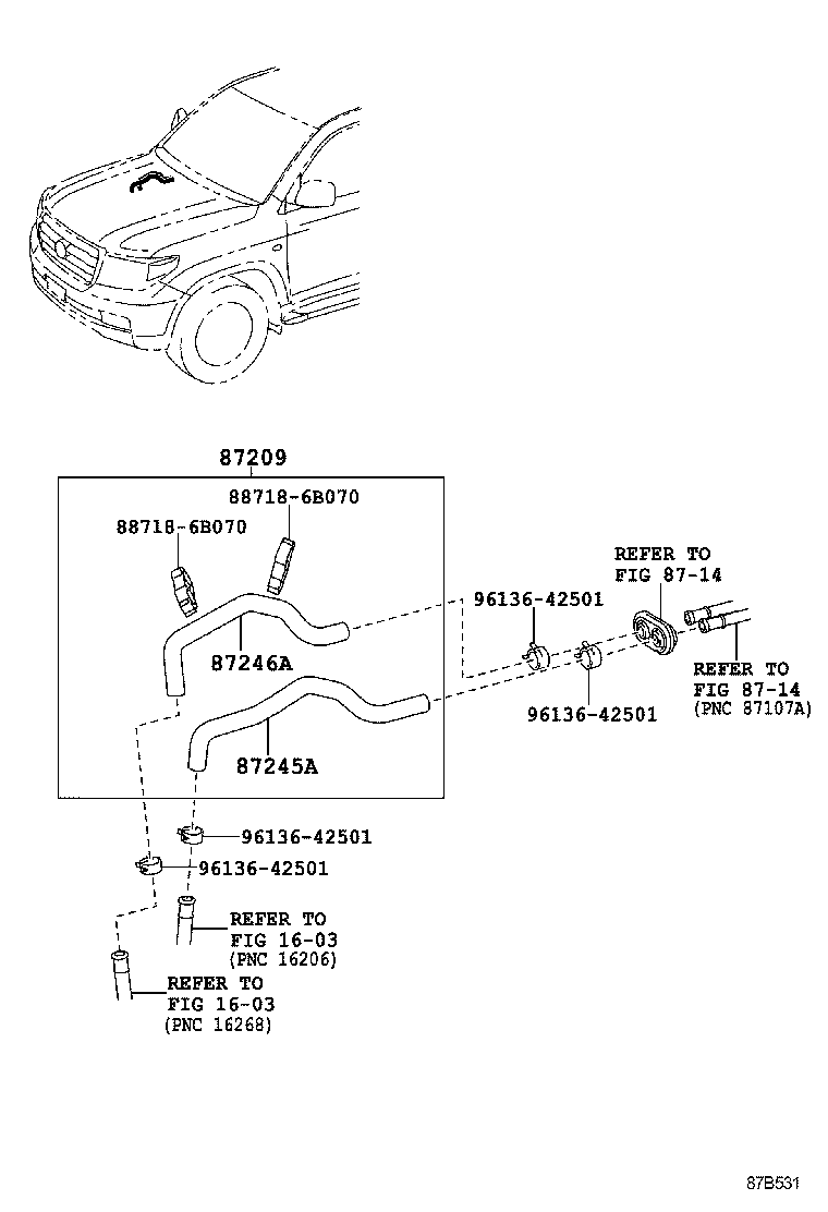 87209-60B91 HOSE, HEATER WATER, OUTLET A product image