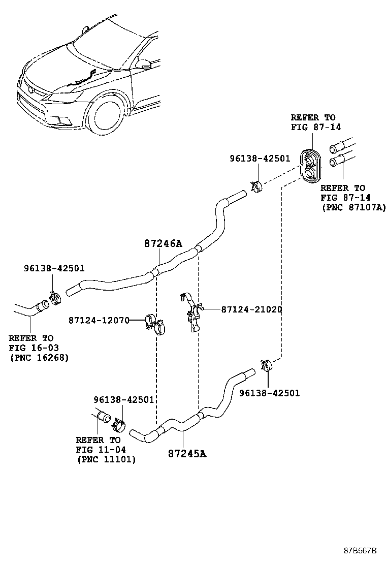 Toyota 87245-21210 HOSE, HEATER WATER, INLET A