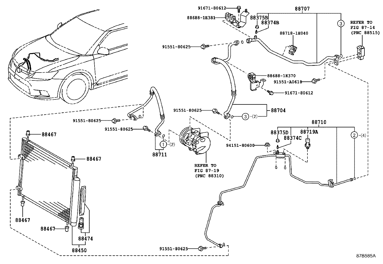 Toyota 88703-21160 HOSE, COOLER REFRIGERANT DISCHARGE, NO.1