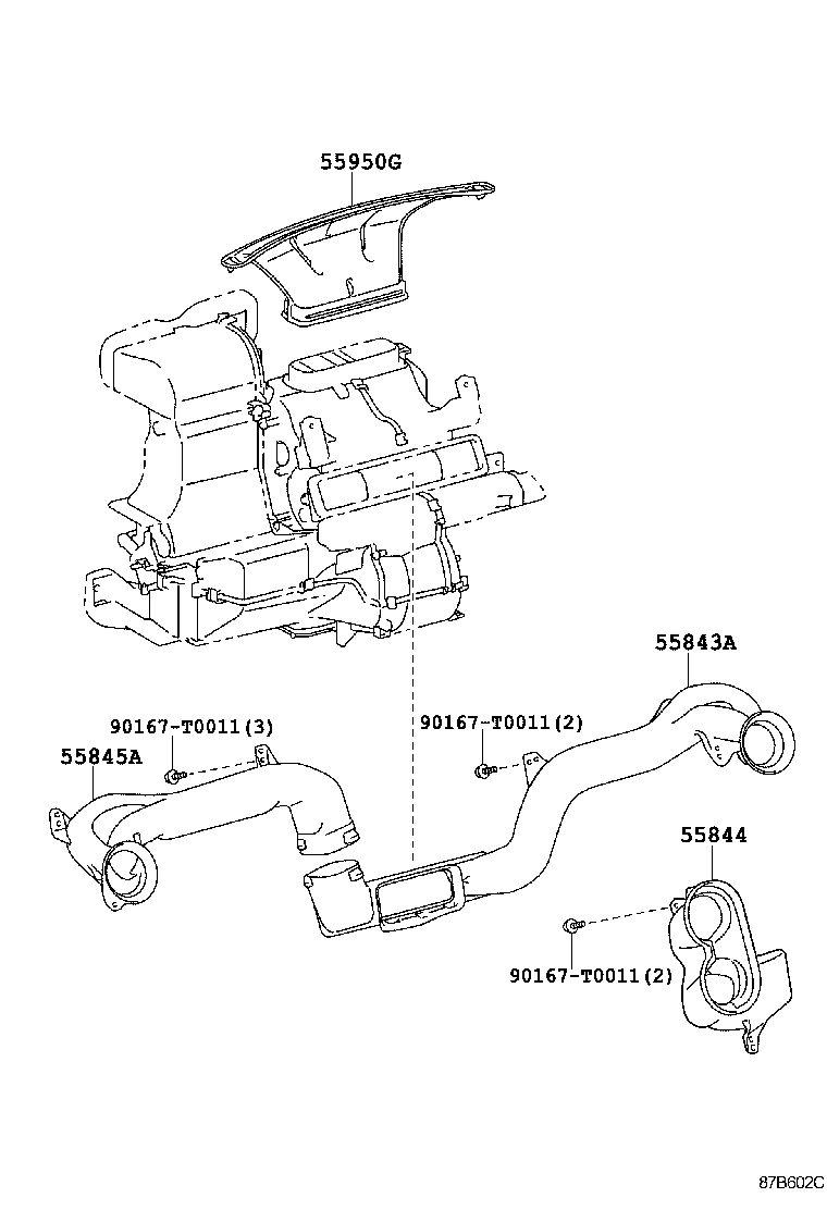 55844-0D210 DUCT, HEATER TO REGISTER, NO.2 product image