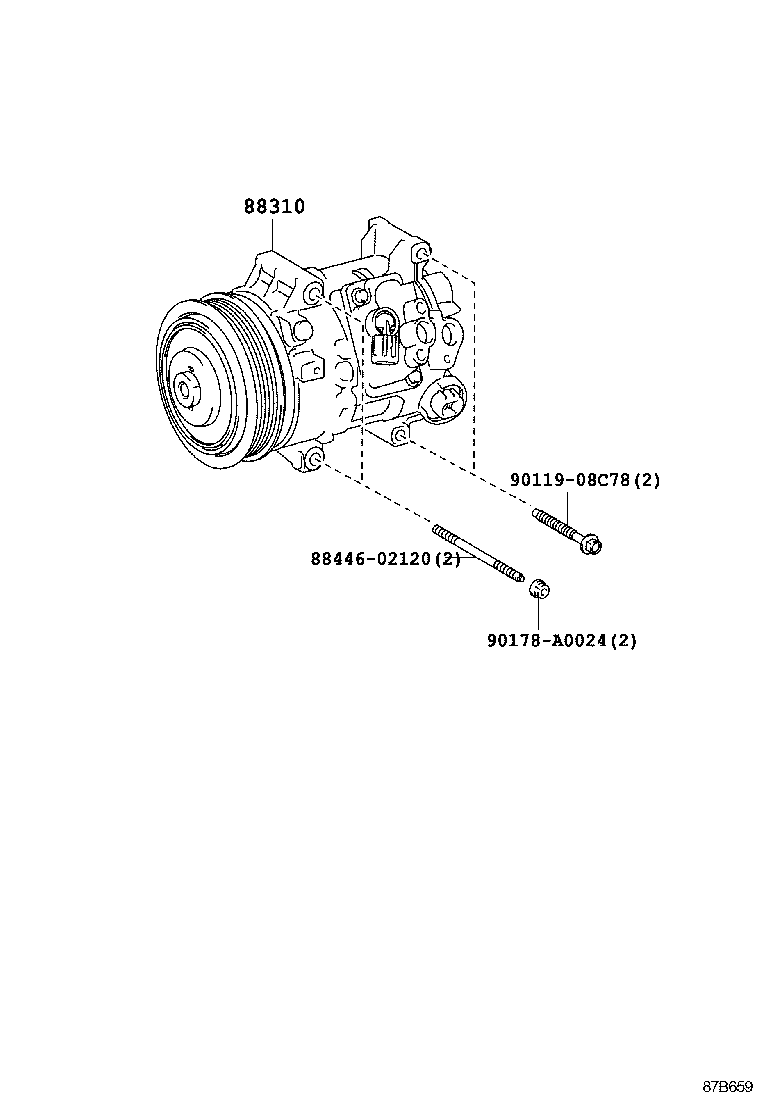 88310-02520 COMPRESSOR ASSY, W/PULLEY product image