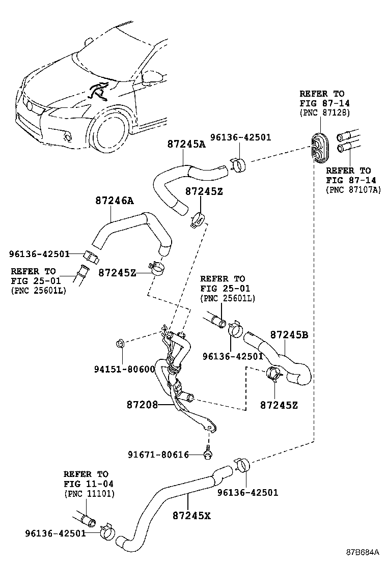 Toyota 87245-76010 HOSE, HEATER WATER, INLET A