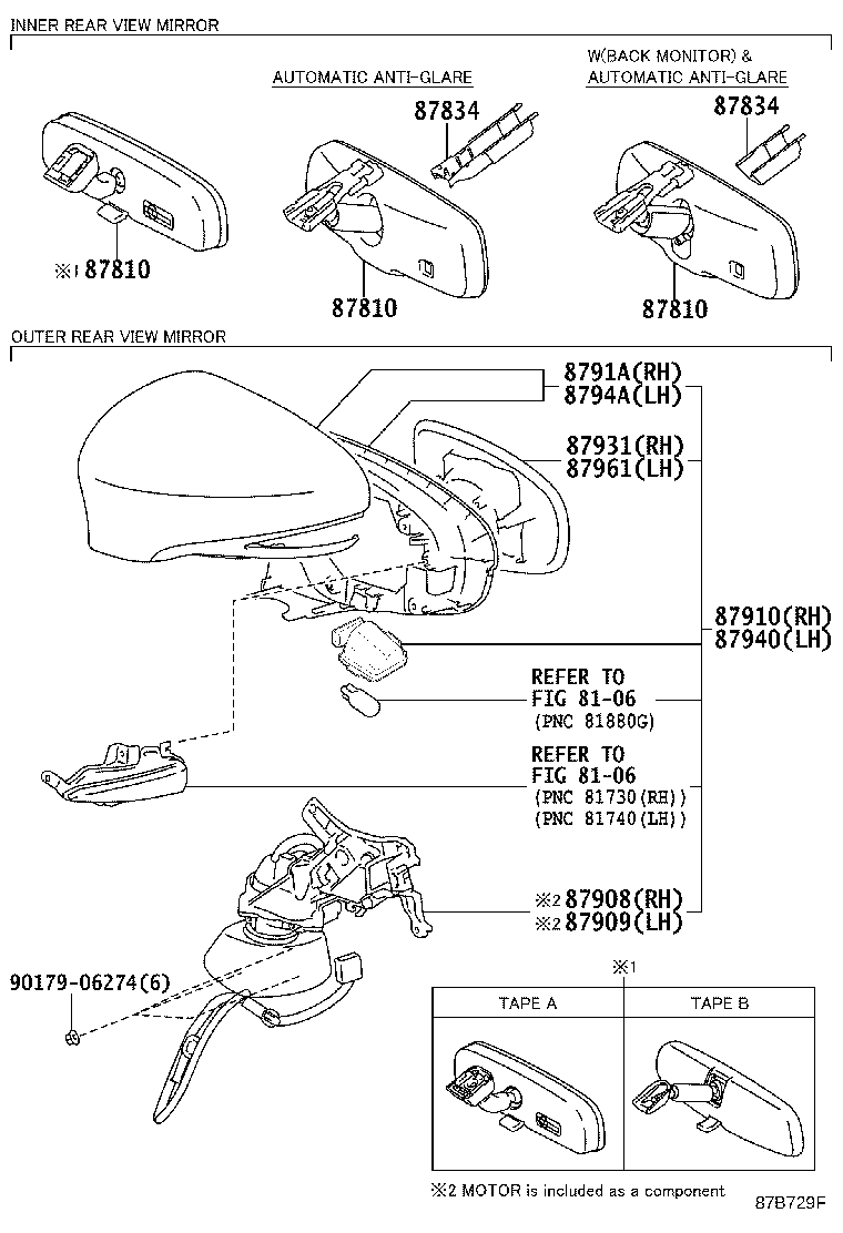 87810-0WS40 MIRROR ASSY, INNER REAR VIEW product image