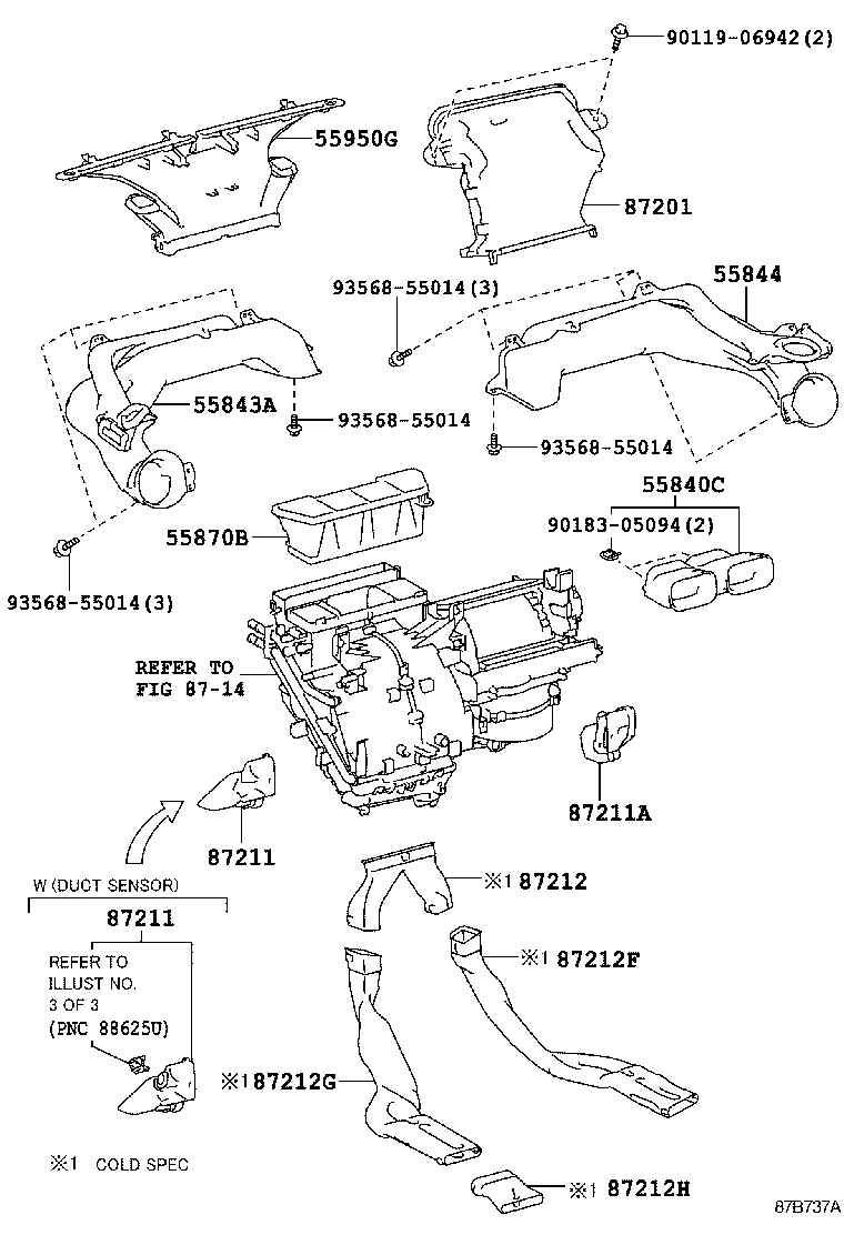 55870-52040 DUCT ASSY, HEATER TO REGISTER product image