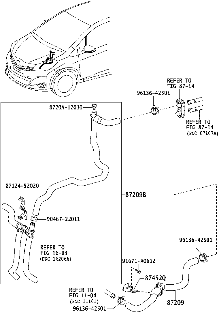 87209-52131 HOSE, HEATER WATER, OUTLET A product image