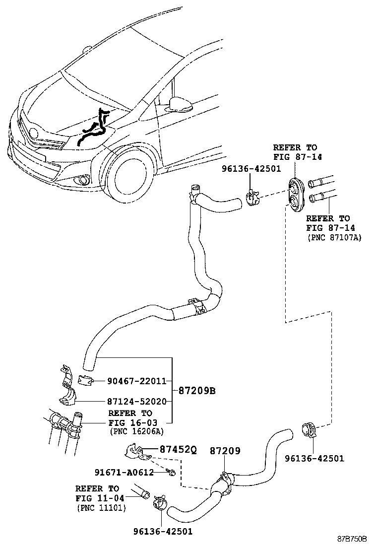 87209-52131 HOSE, HEATER WATER, OUTLET A product image