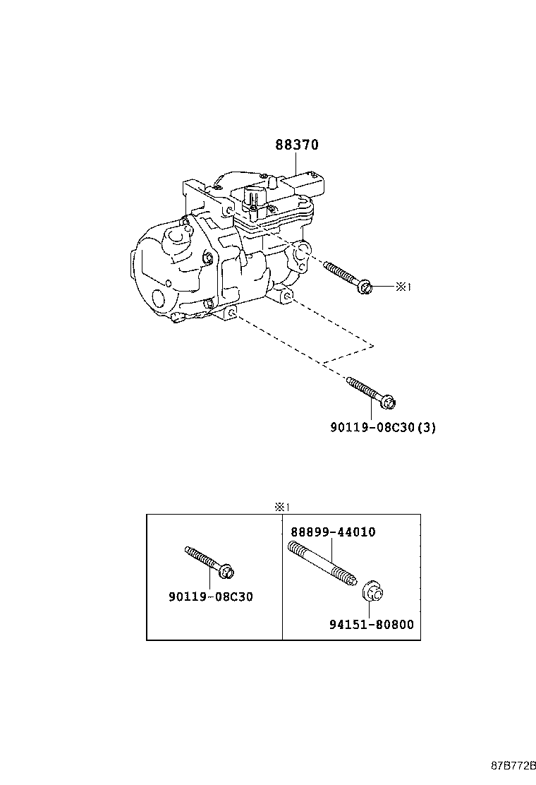 Toyota 88370-76020 COMPRESSOR ASSY, W/MOTOR