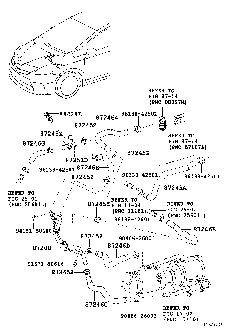 87208-47040 PIPE SUB-ASSY, HEATER WATER product image