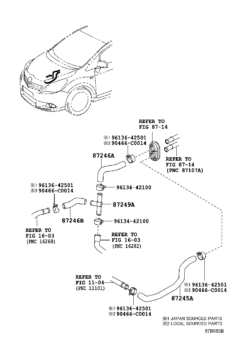 87245-0F200 HOSE, HEATER WATER, OUTLET A product image