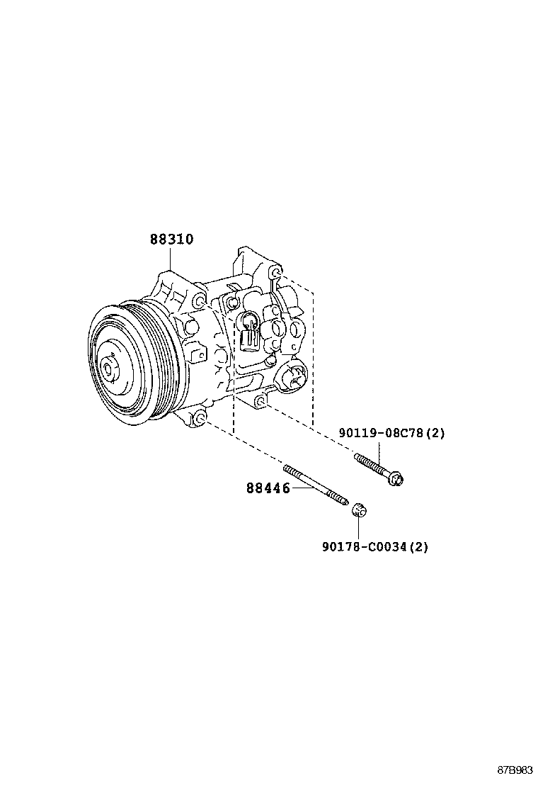 88310-0F040 COMPRESSOR ASSY, W/PULLEY product image