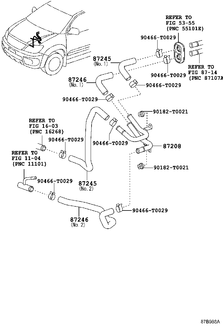 87245-0KA10 HOSE, HEATER WATER, OUTLET G product image