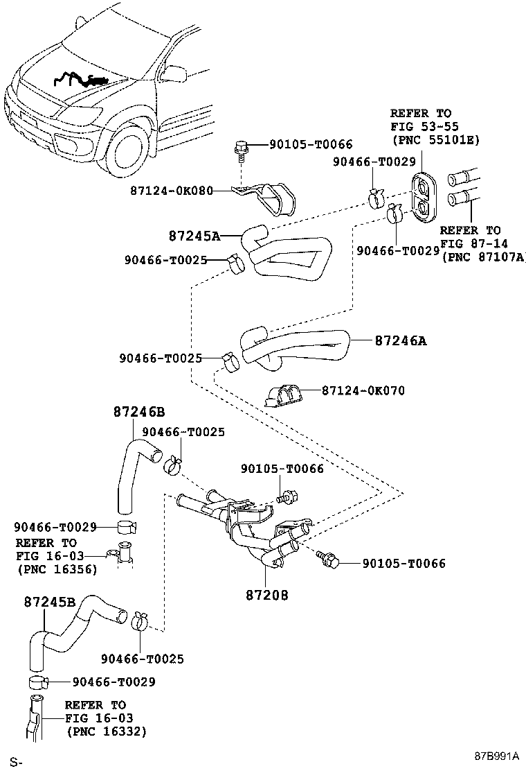 87245-0KA10 HOSE, HEATER WATER, OUTLET G product image