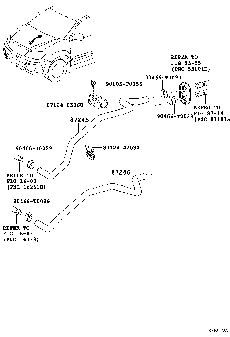 87245-0KA10 HOSE, HEATER WATER, OUTLET G product image