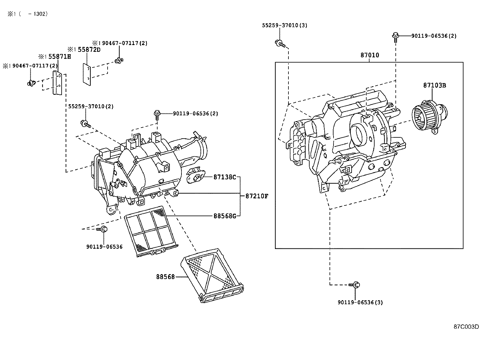 87103-37040 MOTOR SUB-ASSY, BLOWER W/FAN product image