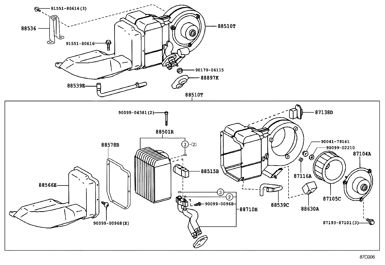 87103-37040 MOTOR SUB-ASSY, BLOWER W/FAN product image