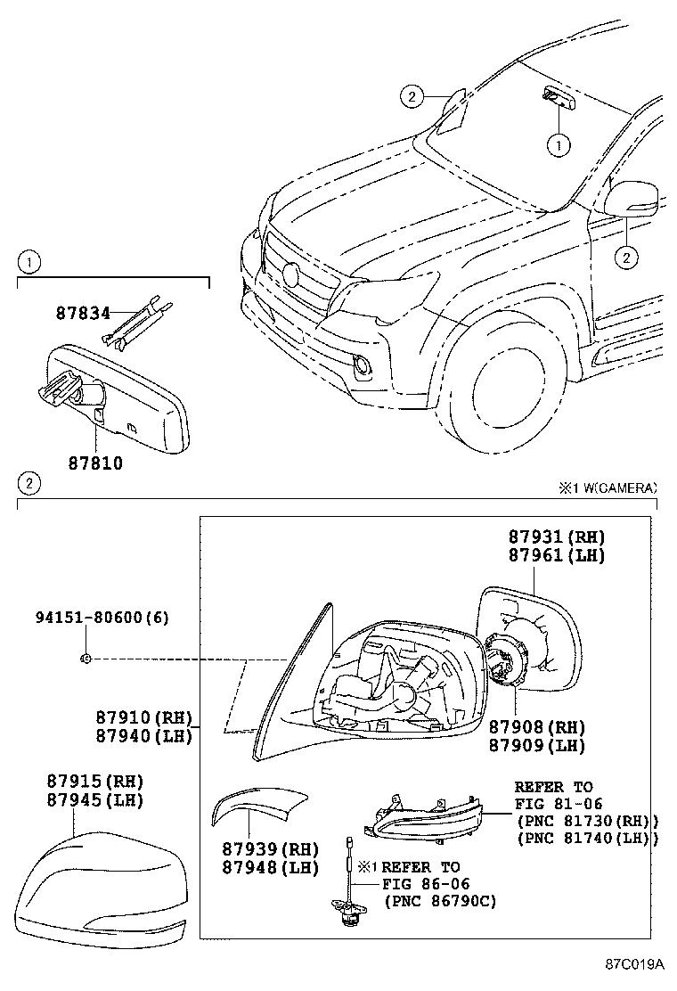 87810-0WR40 MIRROR ASSY, INNER REAR VIEW product image