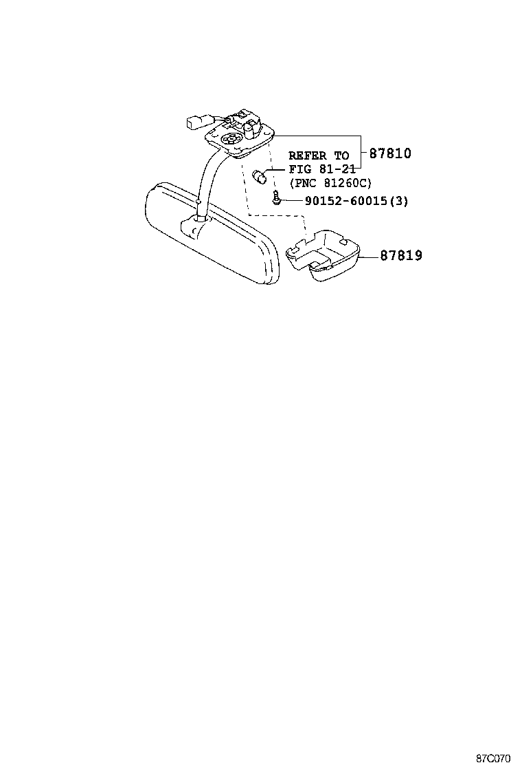 87093-0W161 STAY SUB-ASSY, OUTER REAR VIEW MIRROR, RH product image