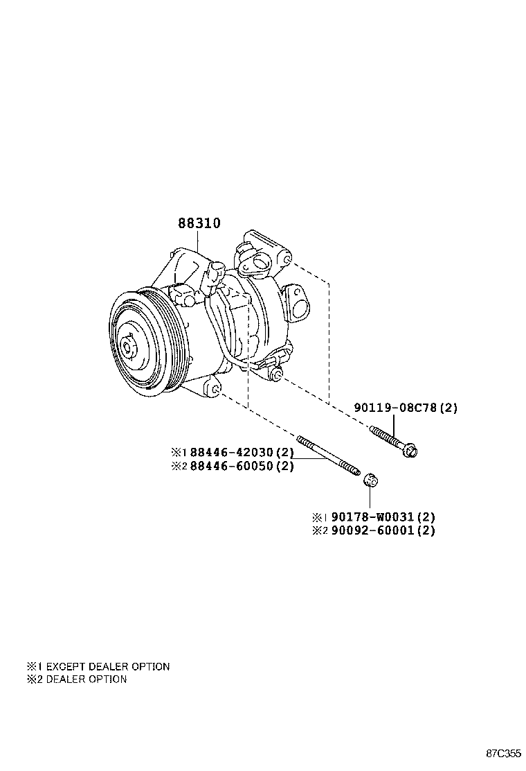 88310-0D400 COMPRESSOR ASSY, W/PULLEY product image
