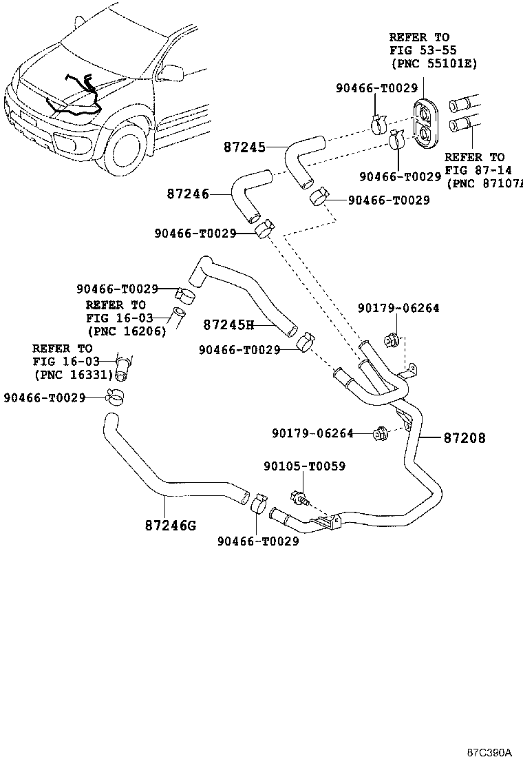 87245-0KA10 HOSE, HEATER WATER, OUTLET G product image