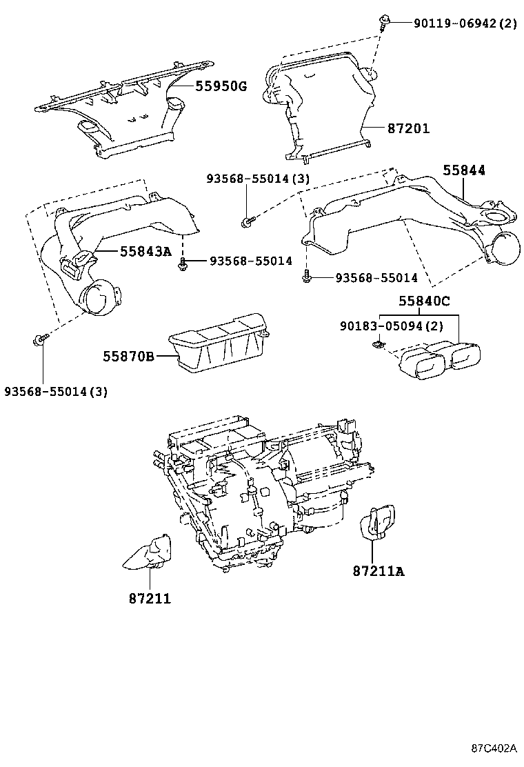 55085-52050 DUCT, HEATER TO REGISTER, NO.2 product image