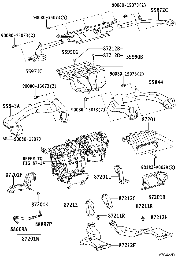 55844-08030 DUCT, HEATER TO REGISTER, NO.2 product image