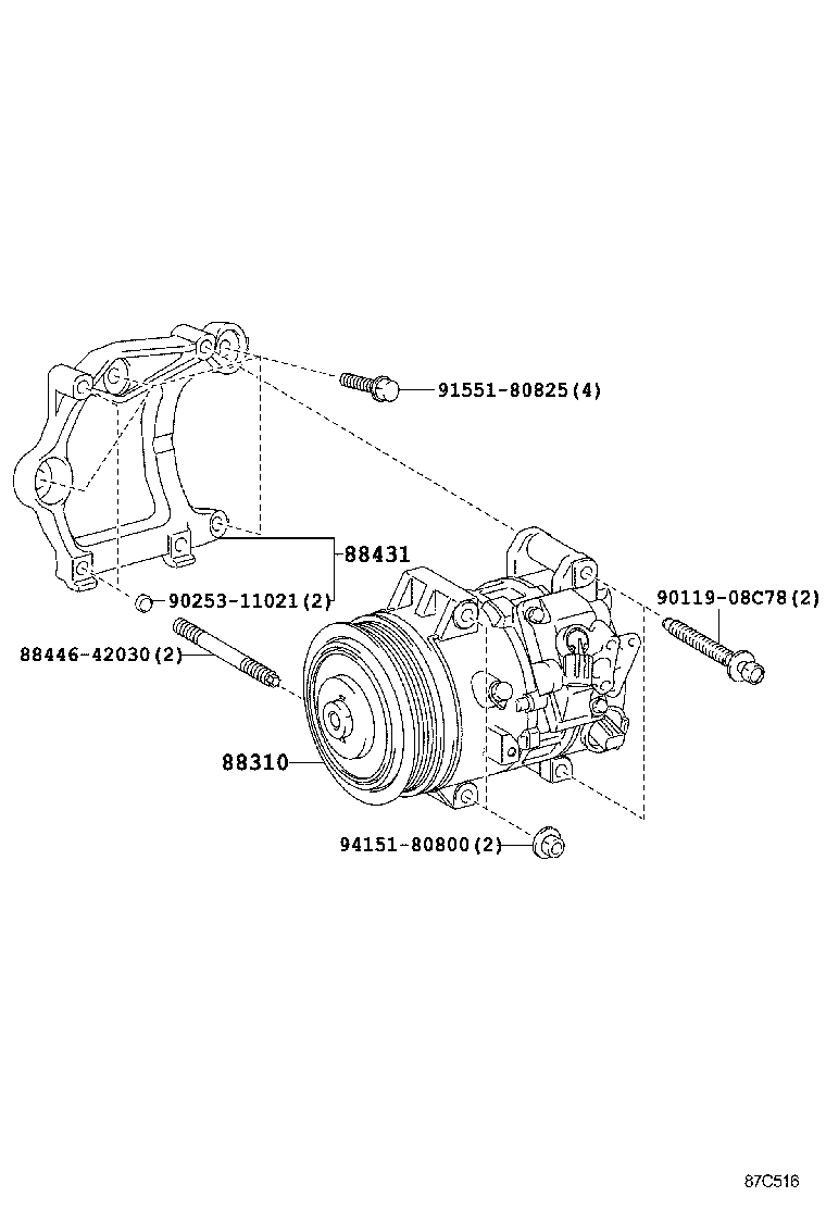 12502-0V030 BRACKET, COMPRESSOR MOUNTING, NO.1 product image