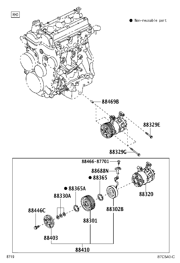 Toyota 88310-BZ530 COMPRESSOR, W/MAGNET CLUTCH