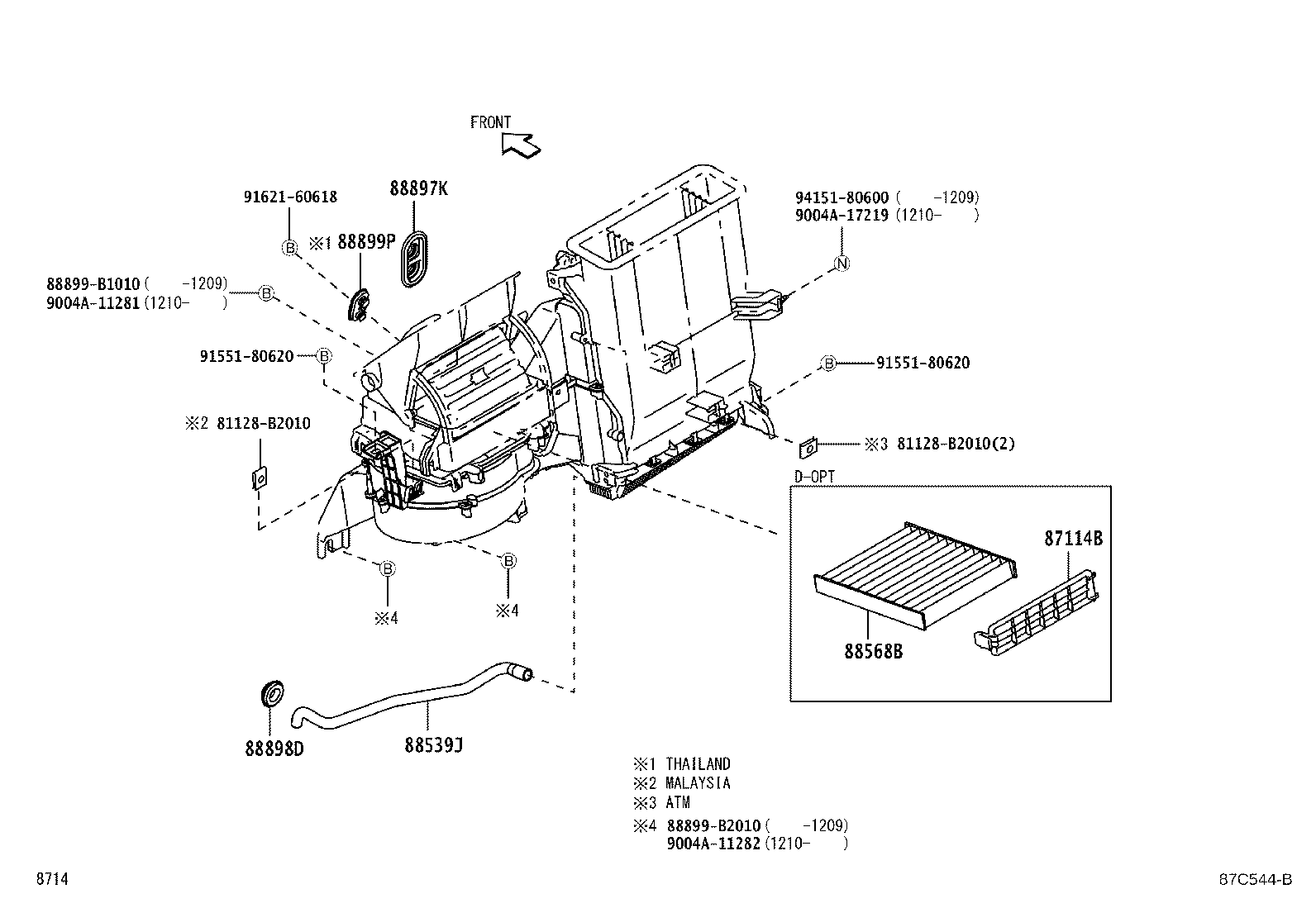 Toyota 87010-BZ280 UNIT ASSY, AIR CONDITIONER
