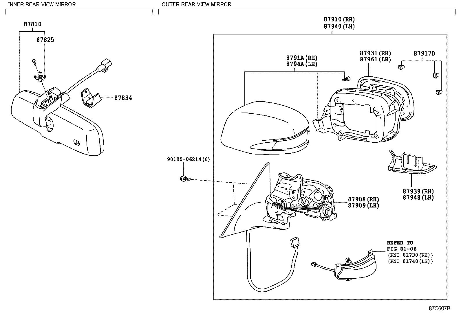 87906-24100-C2 MIRROR SUB-ASSY, OUTER REAR VIEW, LH product image