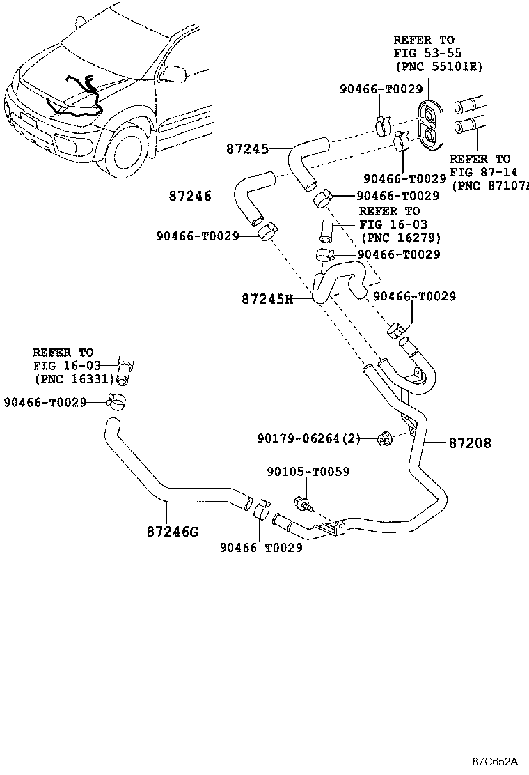 87245-0KA10 HOSE, HEATER WATER, OUTLET G product image